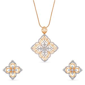 Buy 14 Karat Gold & Diamond Pendant Set