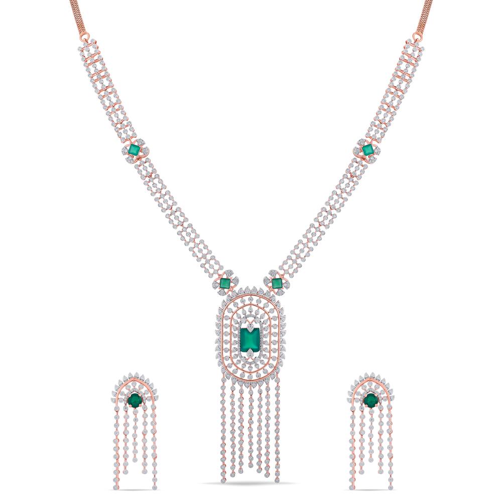 Buy 14 Karat Gold & Diamond Necklace Set