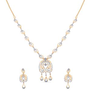 Buy 14 Karat Gold & Diamond Necklace Set