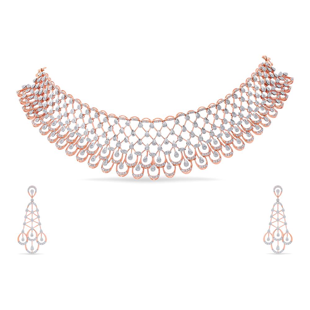 Buy 18 Karat Gold & Diamond Necklace Set