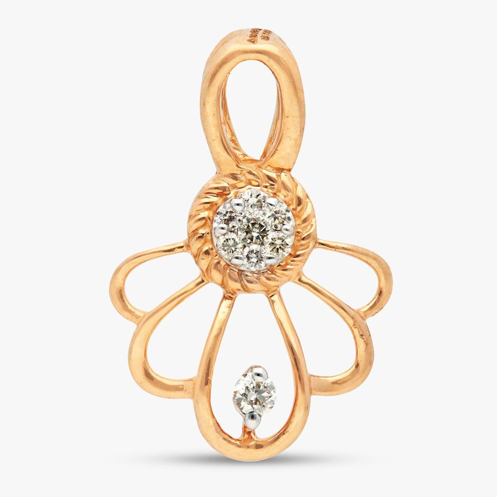 Buy Floral Design 14 Kt Gold & Diamond Pendant