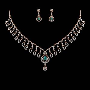 Buy 14 Karat Gold & Diamond Necklace Set