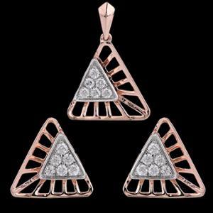 Buy 18 Karat Gold & Diamond Pendant Set