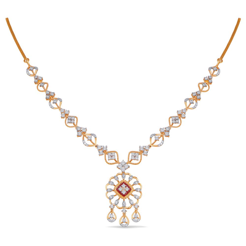 Buy 14 Karat Gold & Diamond Necklace Set