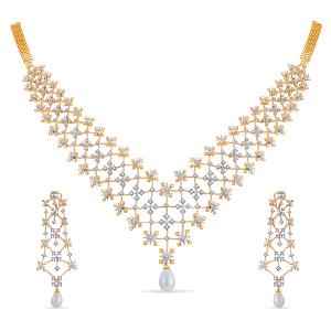 Buy 14 Karat Gold & Diamond Necklace Set