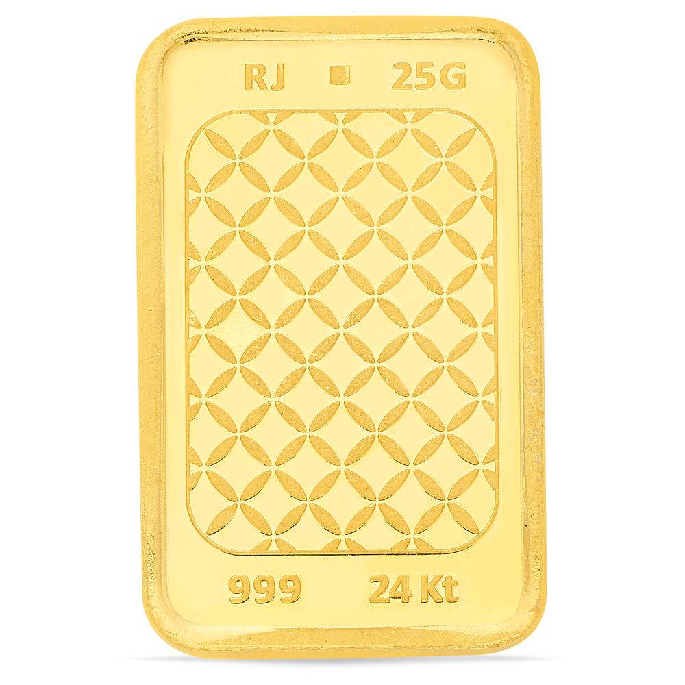 Buy 24 Karat Yellow Finish 25 Grams Floral Gold Bar