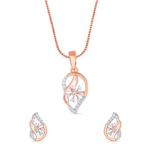 Buy 18 Karat Gold & Diamond Pendant Set