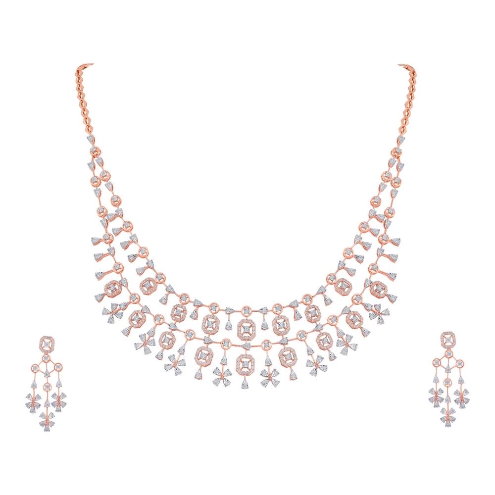 18 Kt Gold & Diamond Necklace Set | Diamond - Reliance Jewels