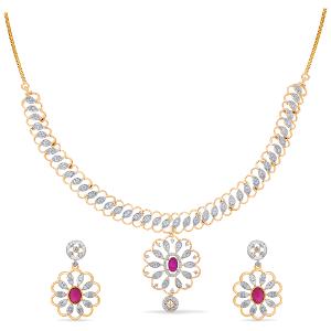 Buy 14 Karat Gold & Diamond Necklace Set