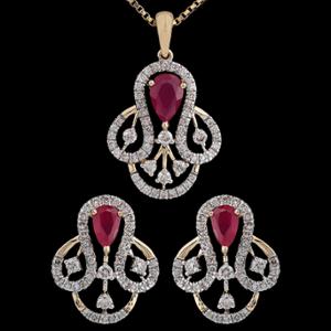 Buy 14 Karat Gold & Diamond Pendant Set