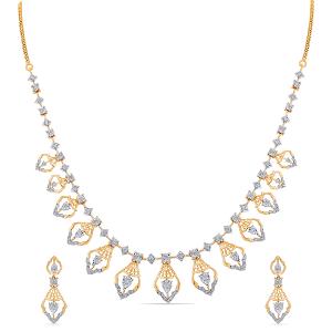 Buy 14 Karat Gold & Diamond Necklace Set