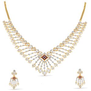 Buy 14 Karat Gold & Diamond Necklace Set