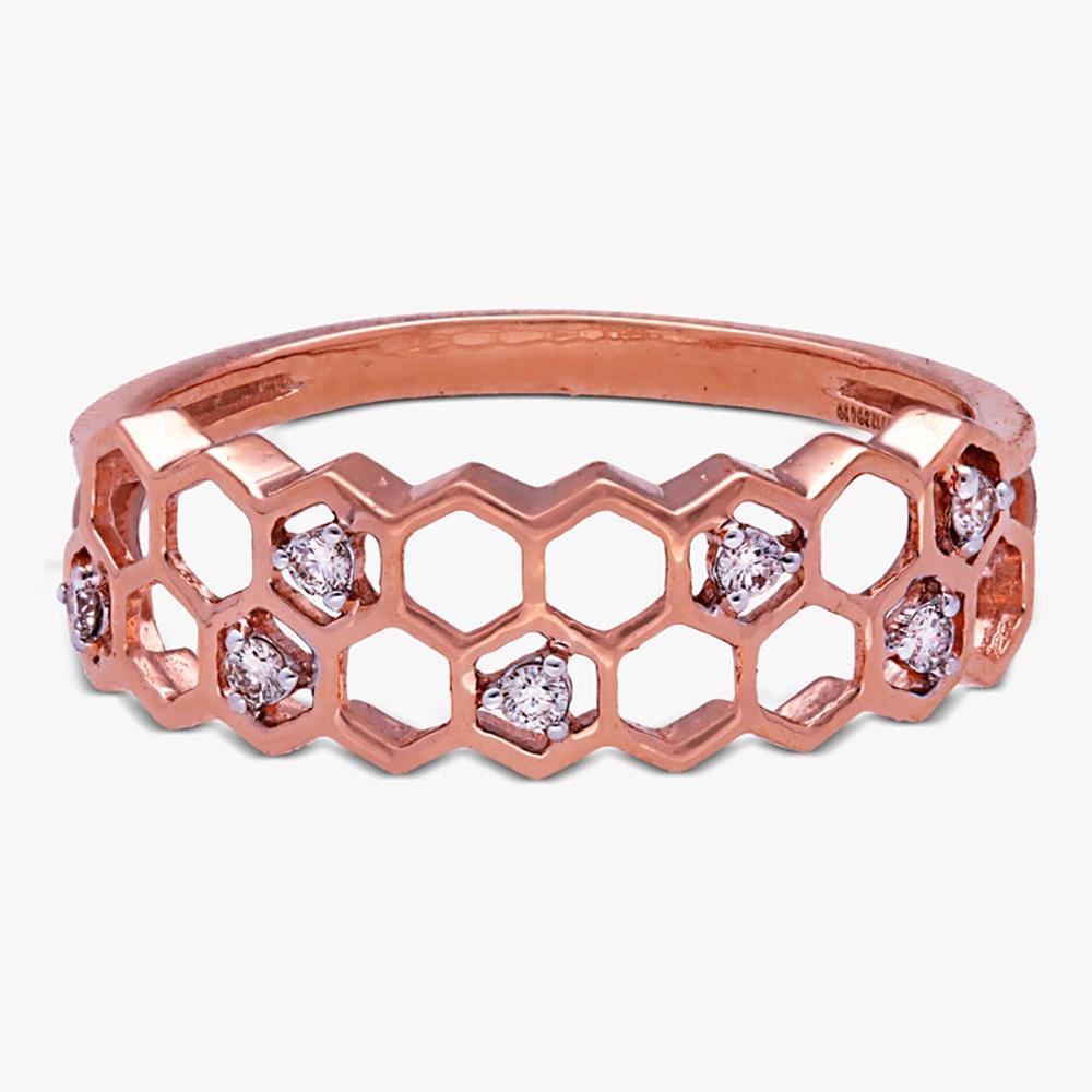 Buy Two Tone Plated Geometric Design 18Kt Gold & Diamond Ring For Women