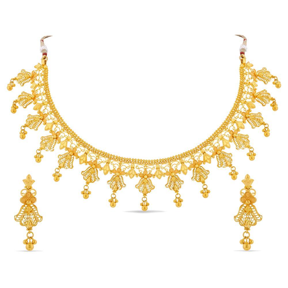 Buy 22 Karat Gold Ethnic Choker Set with Danglers