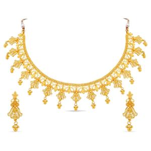 Buy 22 Karat Gold Ethnic Choker Set with Danglers