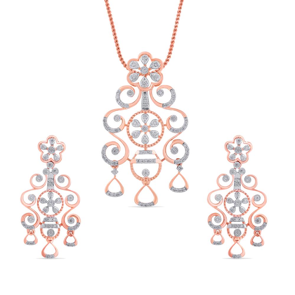 Buy 14 Karat Gold & Diamond Pendant Set