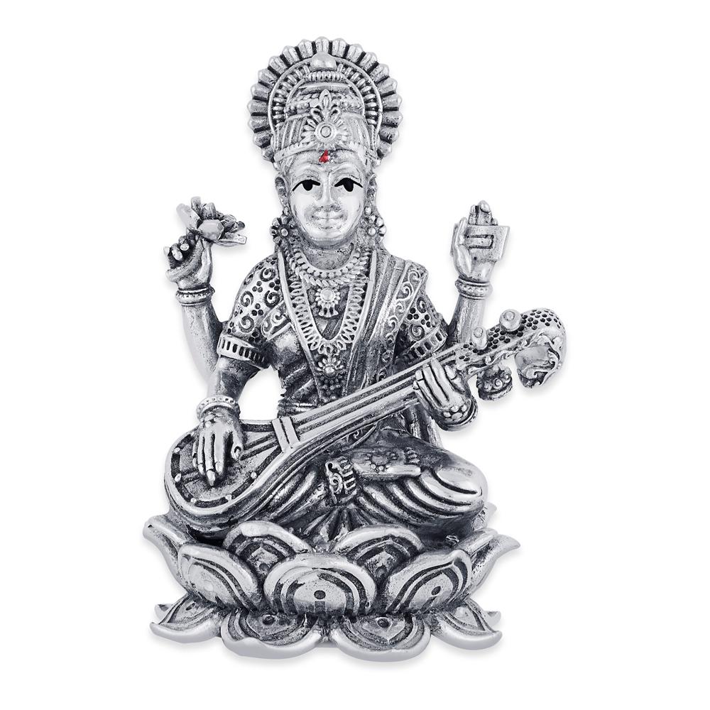 Buy 925 Purity Silver Goddess Saraswati Idol