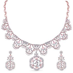 Buy 14 Karat Gold & Diamond Necklace Set