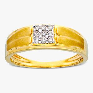 Buy Two Tone Plated Square Design 14Kt Gold & Diamond Ring For Men