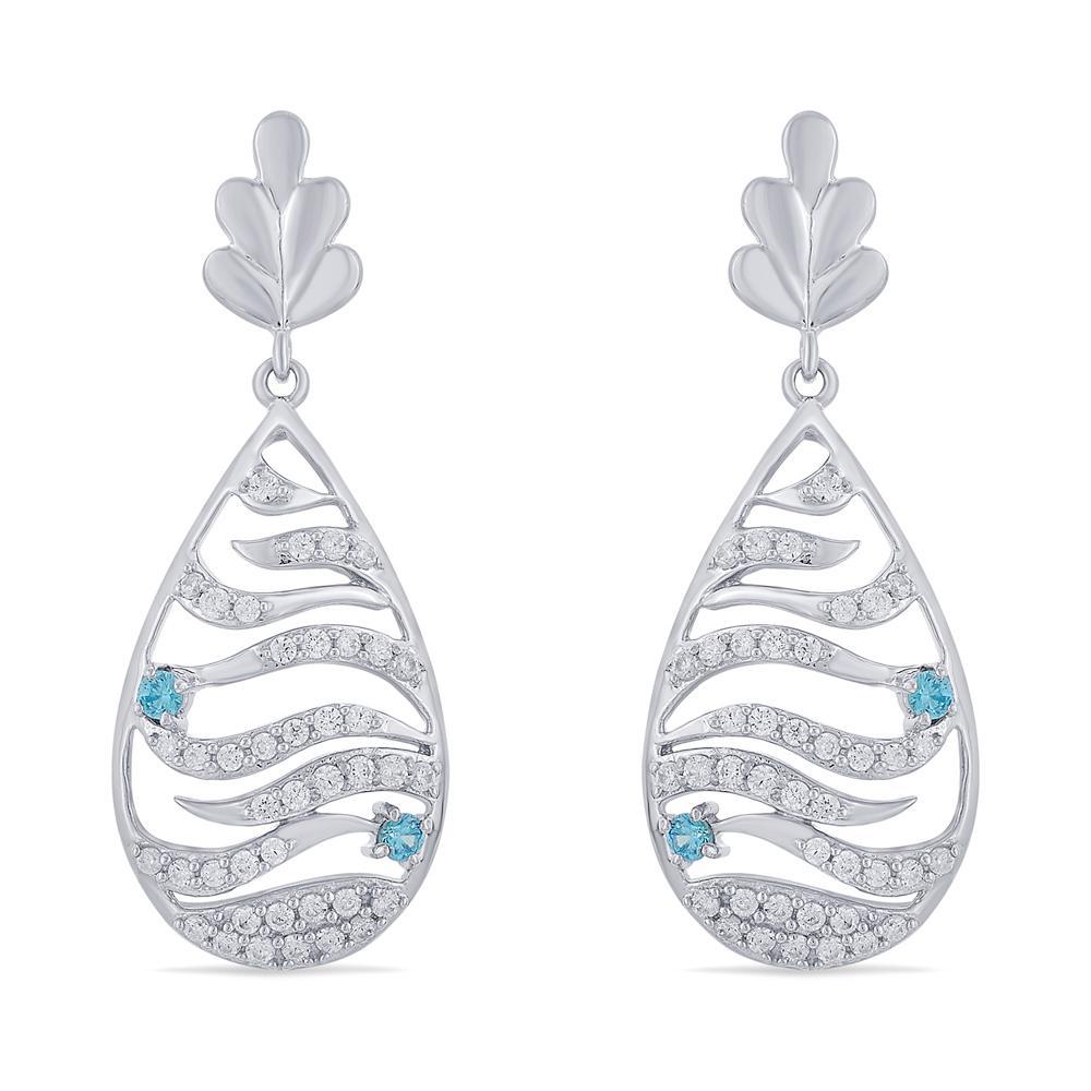Buy Serene Sparkle Drop Silver Earrings