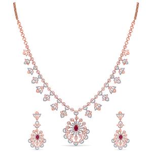 Buy 14 Karat Gold & Diamond Necklace Set