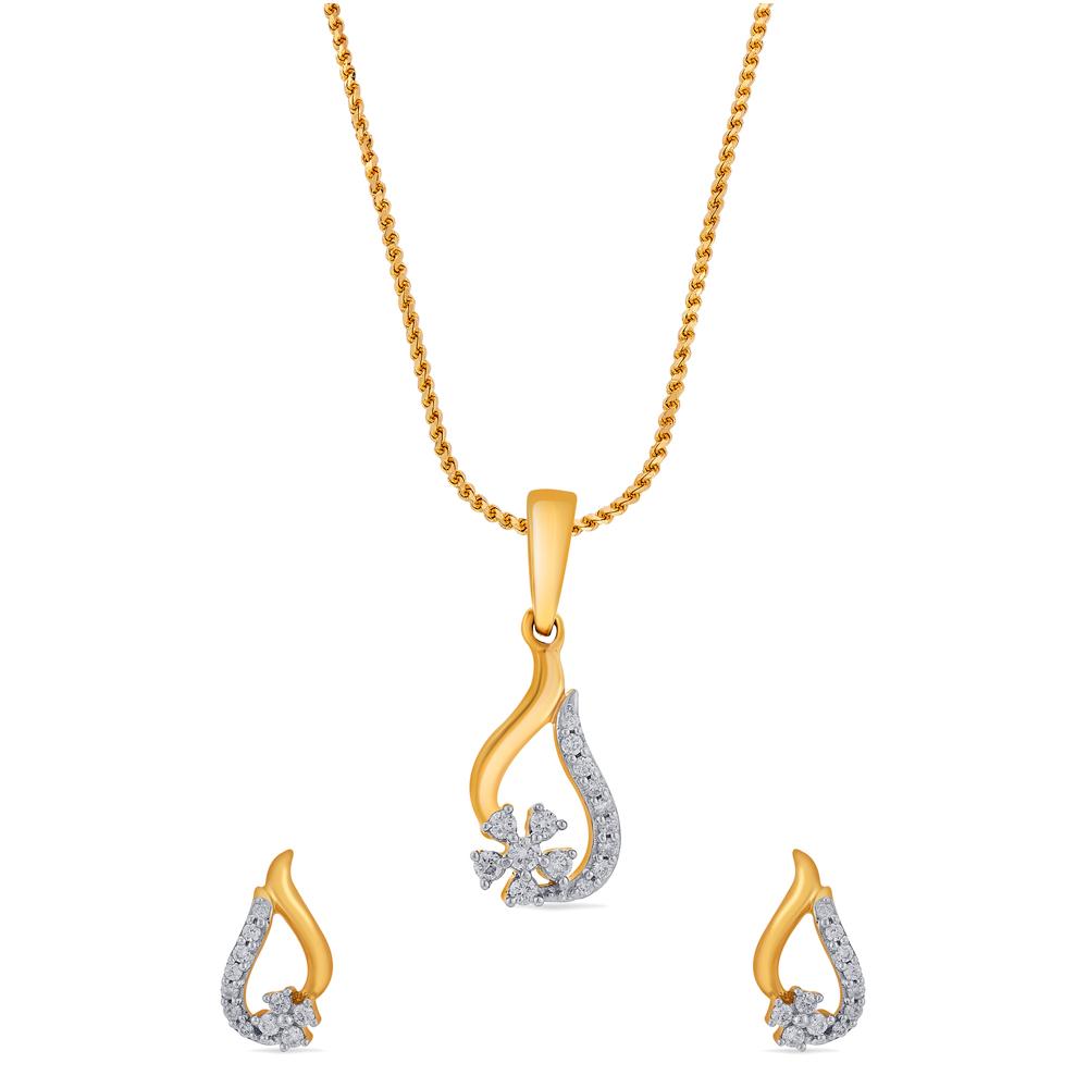 Buy 18 Karat Gold & Diamond Pendant Set