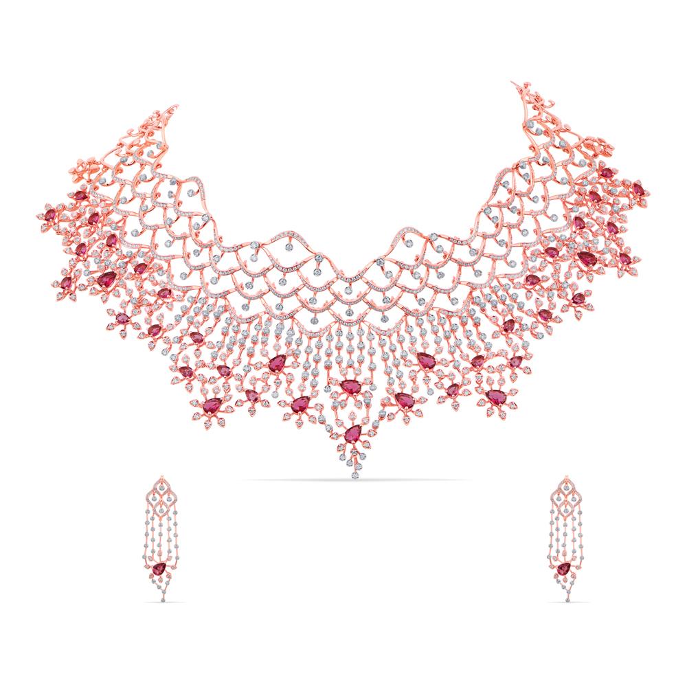 Buy 18 Karat Gold & Diamond Necklace Set