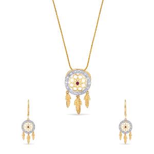 Buy 14 Karat Gold & Diamond Pendant Set