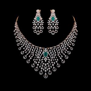 Buy 18 Karat Gold & Diamond Necklace Set