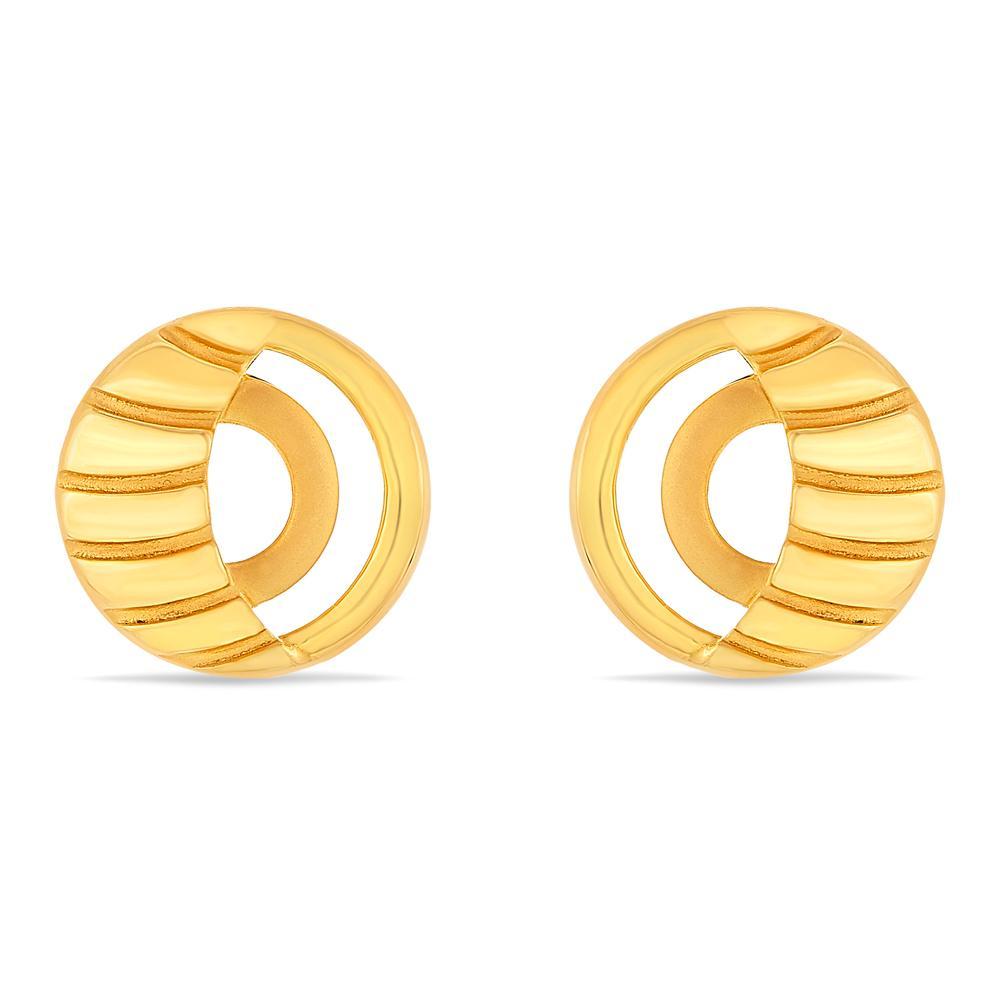 Buy Striped Open Circle Stud Gold Earrings