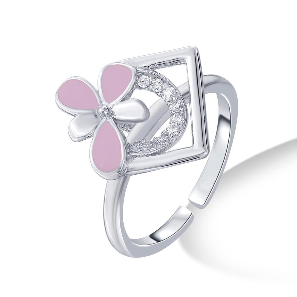 Buy Lilac Floral Silver Ring