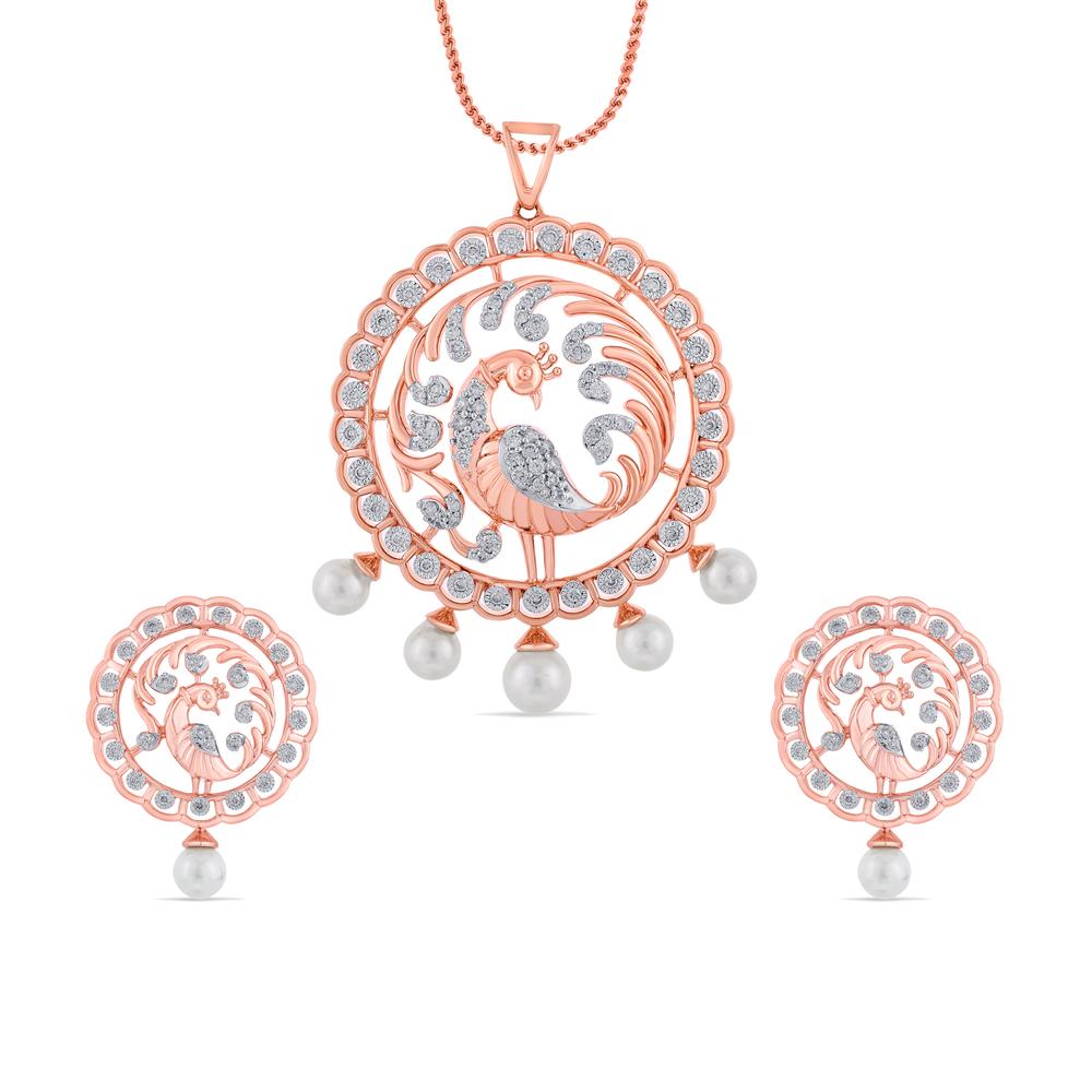Buy 14 Karat Gold & Diamond Pendant Set