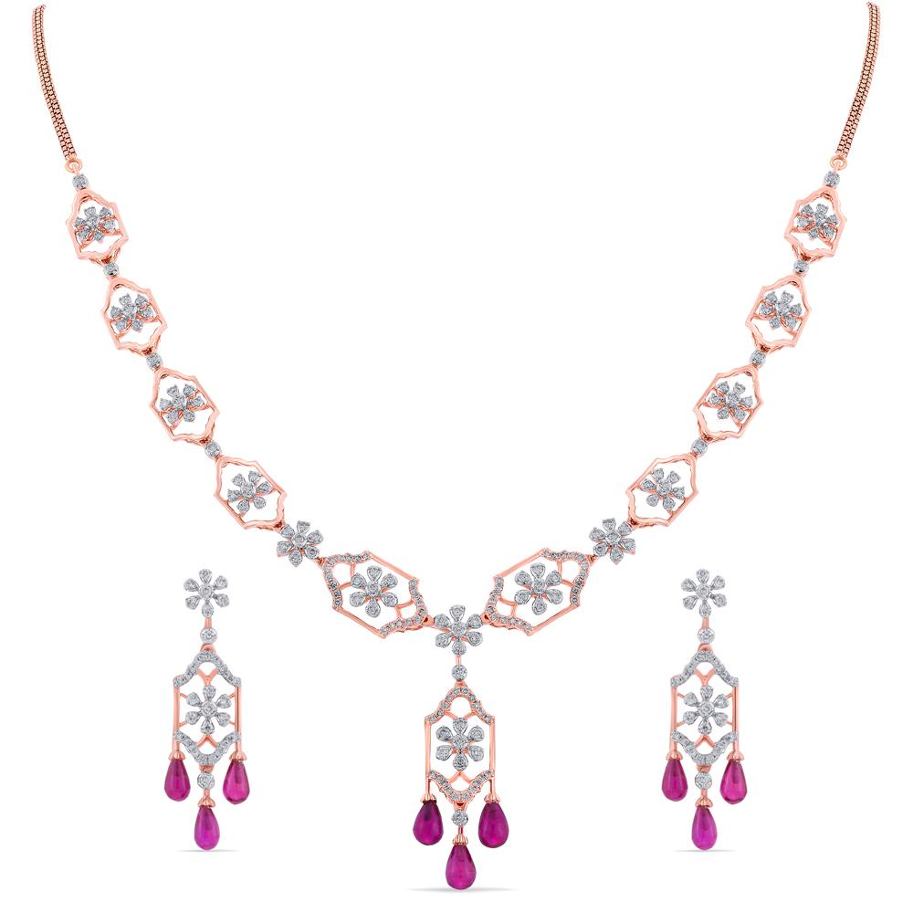 Buy 14 Karat Gold & Diamond Necklace Set