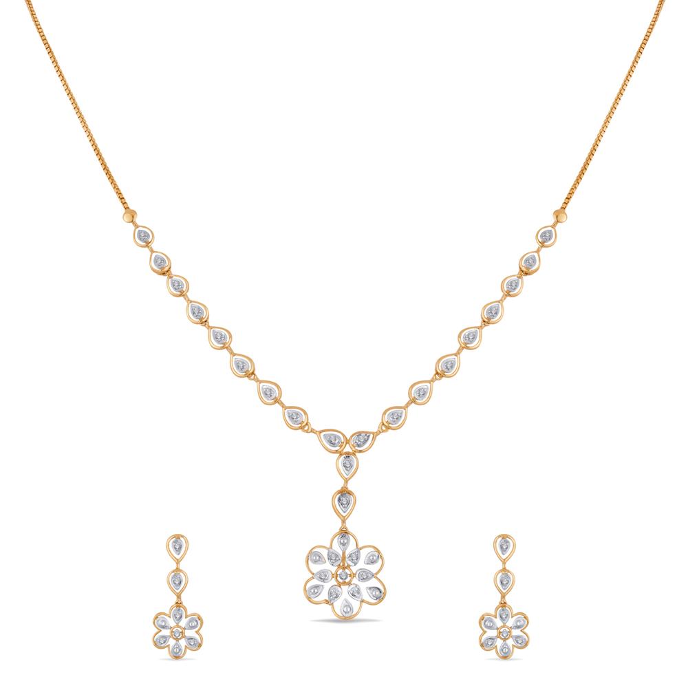 Buy 14Kt Gold & Diamond Necklace Set