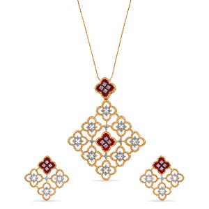 Buy 14 Karat Gold & Diamond Pendant Set