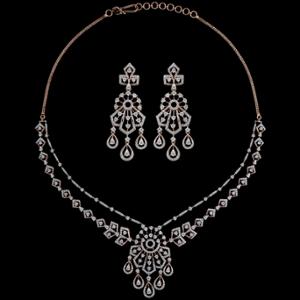 Buy 18 Karat Gold & Diamond Necklace Set
