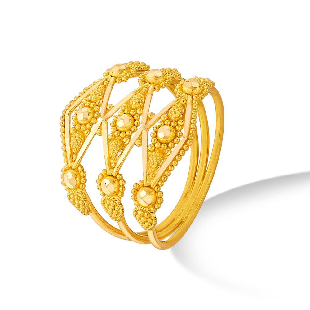 Buy 22 Karat Triad Pattern Gold Ring