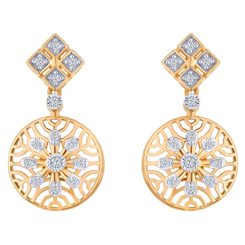 Buy Guilloche Disc Drop Gold Earrings