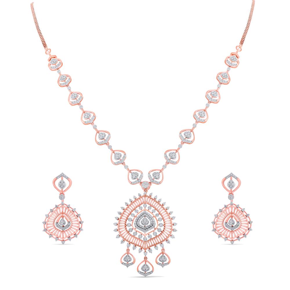 Buy 14 Karat Gold & Diamond Necklace Set