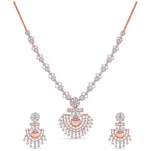 Buy 14 Karat Gold & Diamond Necklace Set