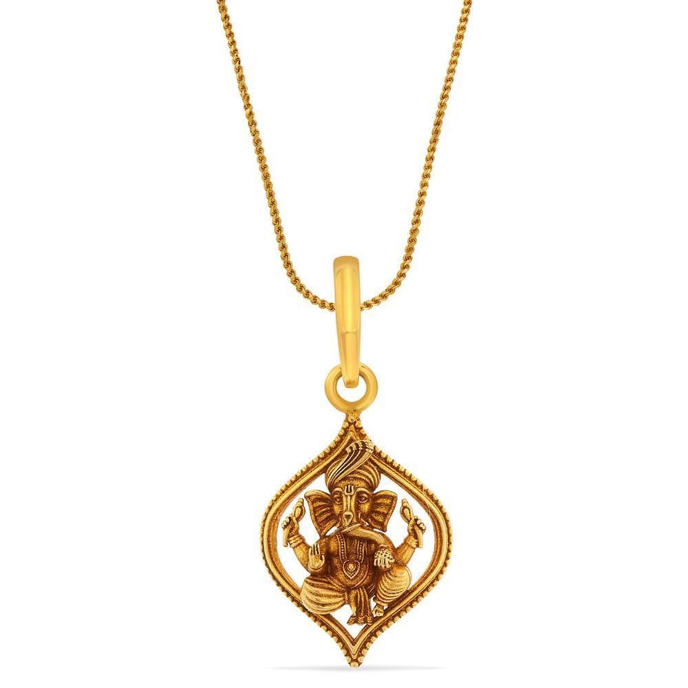 Buy Ganesh in Leaf Frame Gold Necklace