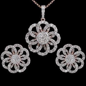 Buy 14 Karat Gold & Diamond Pendant Set
