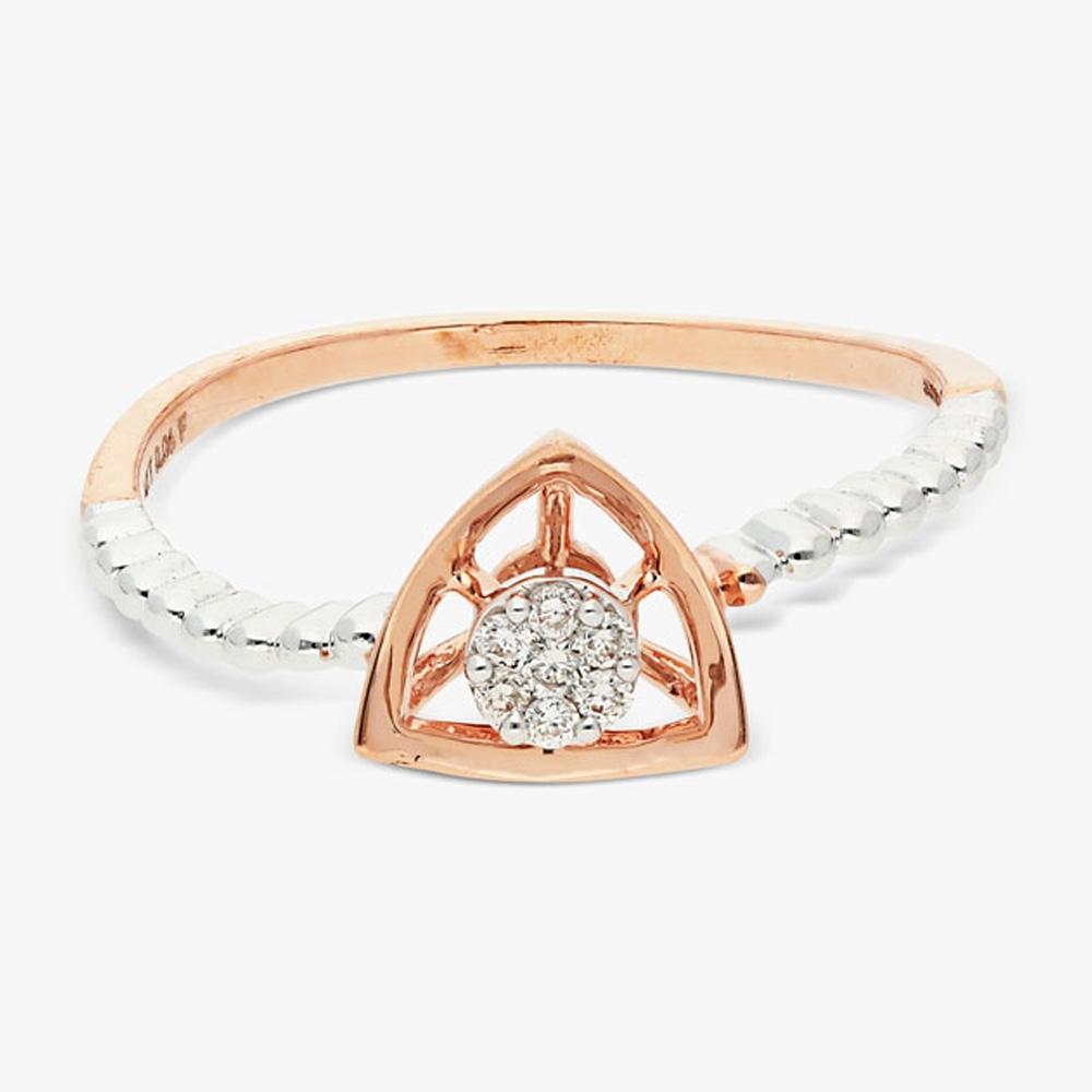 Buy Two Tone Plated Triangle Design 14Kt Gold & Diamond Ring