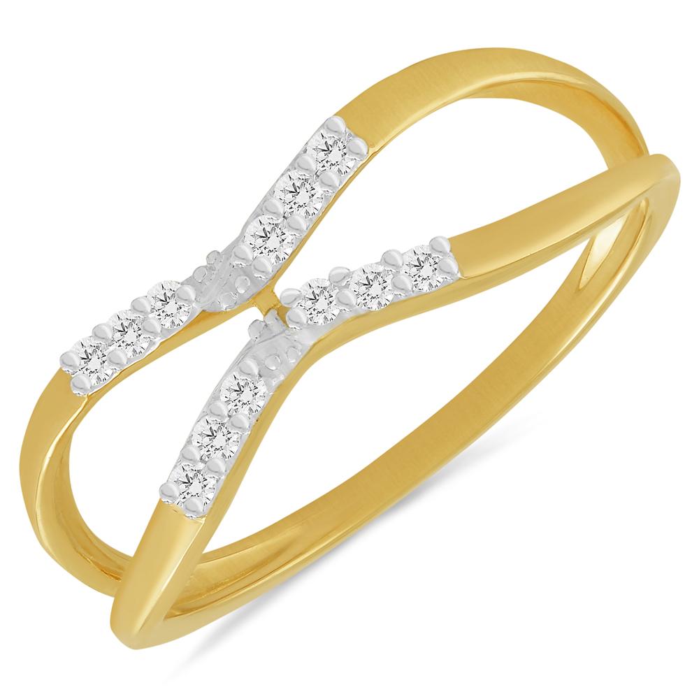 Buy Two Tone Plated Symmetric Design 14Kt Gold & Diamond Ring