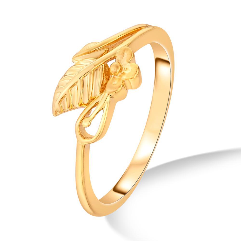 Buy Delicate Leaf and Flower Bud Gold Ring