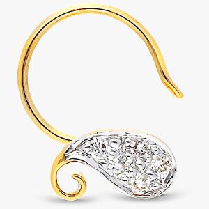 Buy 14 Karat Gold & Diamond Nose Pin