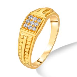 Buy Men's Rectangular Top Gold Ring with Gemstone Cluster