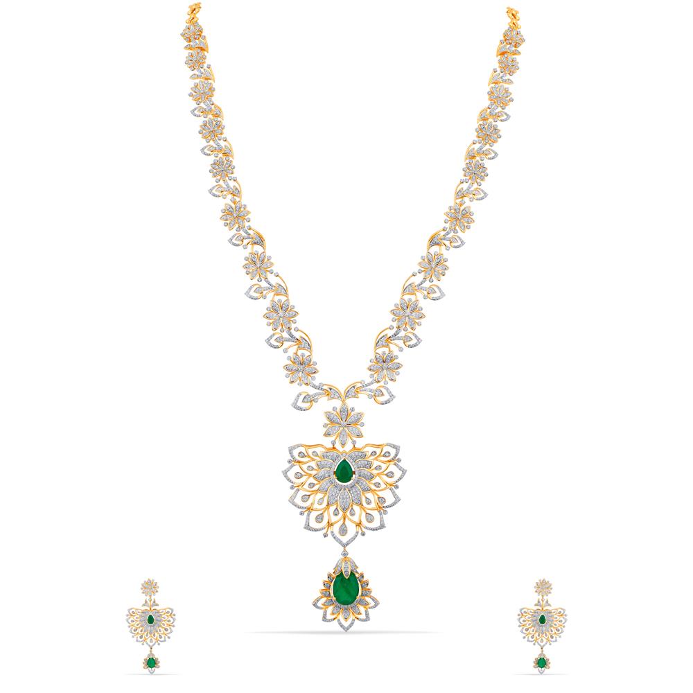 Buy 18 Karat Gold & Diamond Necklace Set