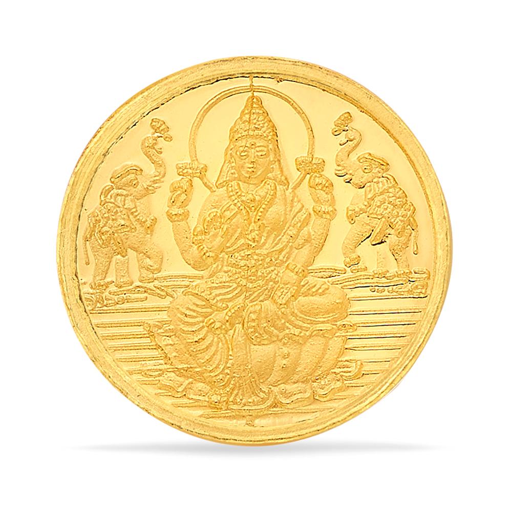 Buy 24 Karat Yellow Finish 1 Gram Goddess Laxmi Gold Coin