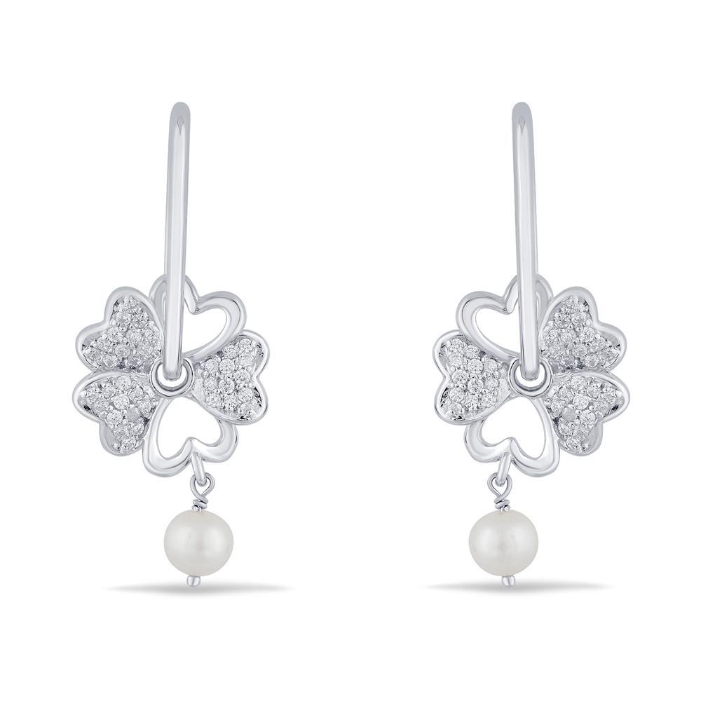 Buy Angelic Bloom Silver Hoop Earrings